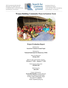 Women Building Community Peace in Eastern Terai