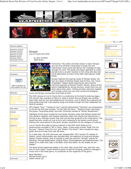 Hardrock Haven.Net: Reviews of Your Favorite Artists: Stryper