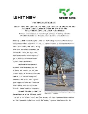 For Immediate Release Storm King Art Center And