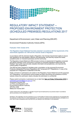 Environment Protection (Scheduled Premises) Regulations 2017