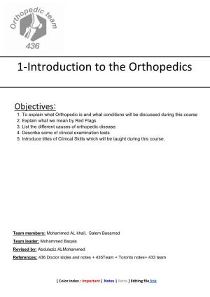 1-Introduction to the Orthopedics