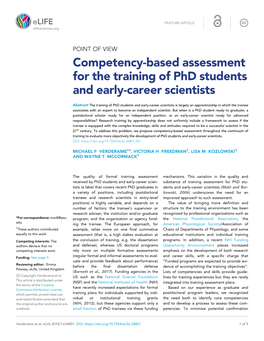 Competency-Based Assessment for the Training of Phd Students and Early-Career Scientists