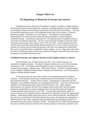 Chapter Thirty-Six the Beginnings of Modernity in Europe and America