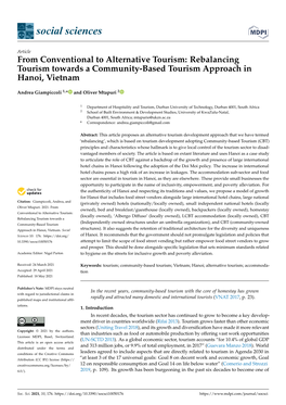 From Conventional to Alternative Tourism: Rebalancing Tourism Towards a Community-Based Tourism Approach in Hanoi, Vietnam