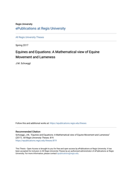 A Mathematical View of Equine Movement and Lameness