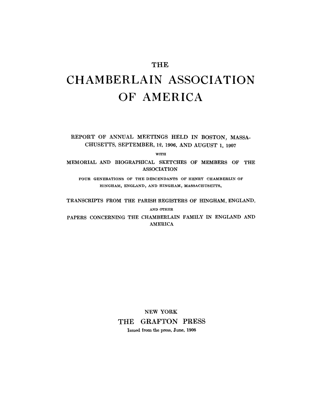 CHAMBERLAIN Asso·C1ation of AMERICA