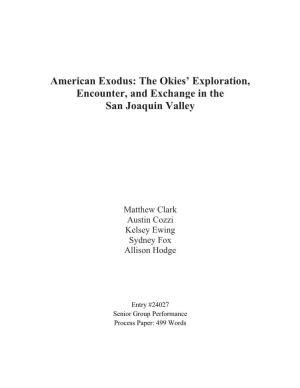 American Exodus: the Okies' Exploration, Encounter, and Exchange in the San Joaquin Valley