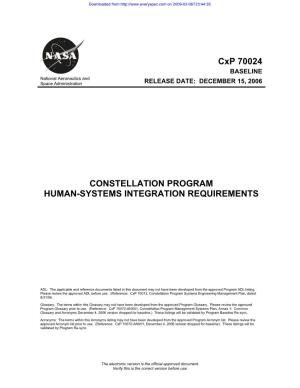 Constellation Program Human-Systems Integration Requirements