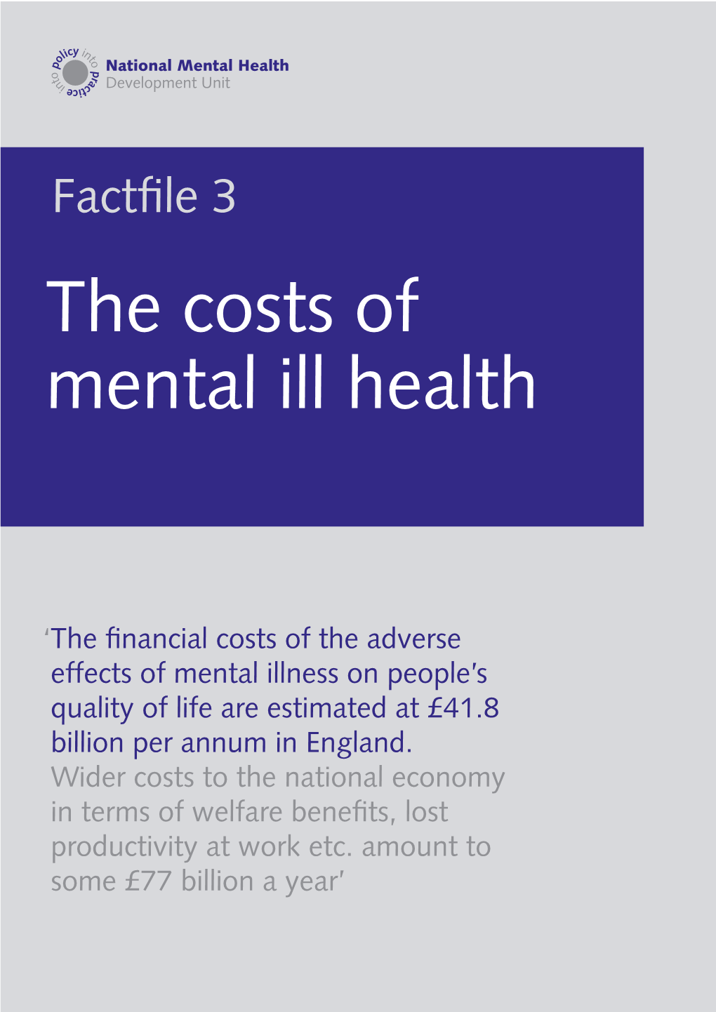 The Costs of Mental Ill Health