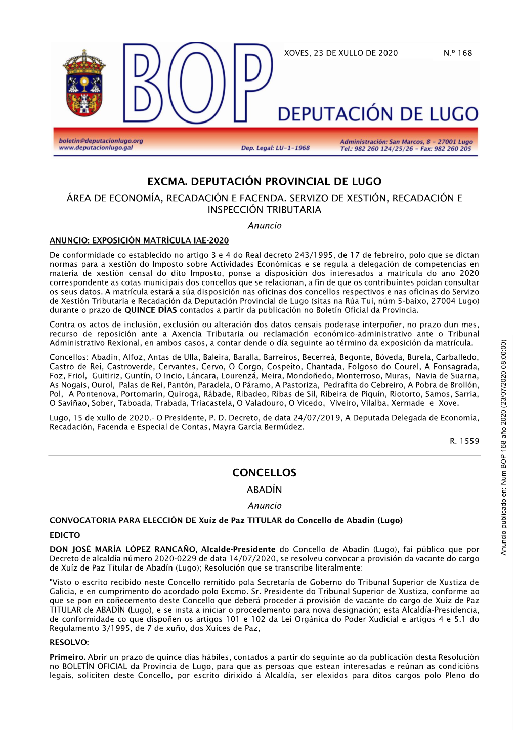 Excma. Deputación Provincial De Lugo Concellos