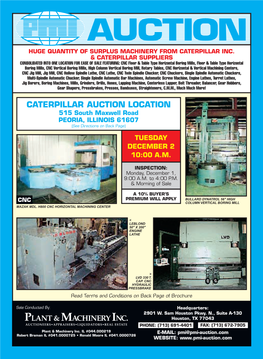 Auction Huge Quantity of Surplus Machinery from Caterpillar Inc