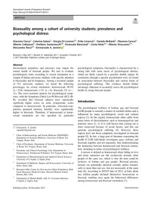 Bisexuality Among a Cohort of University Students: Prevalence and Psychological Distress