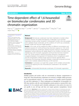 Time-Dependent Effect of 1,6-Hexanediol on Biomolecular