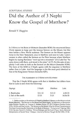 Did the Author of 3 Nephi Know the Gospel of Matthew?1
