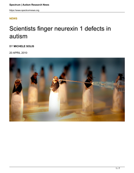 Scientists Finger Neurexin 1 Defects in Autism