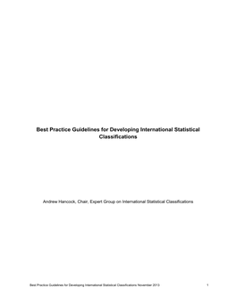 Best Practice Guidelines for Developing International Statistical Classifications