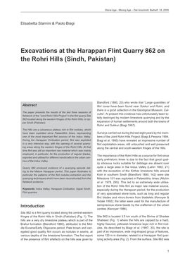 Excavations at the Harappan Flint Quarry 862 on the Rohri Hills (Sindh, Pakistan)