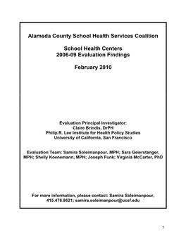 Alameda County School Health Services Coalition School Health