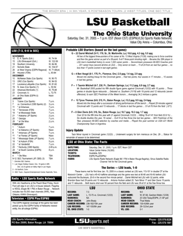 LSU Basketball at the Ohio State University Saturday, Dec