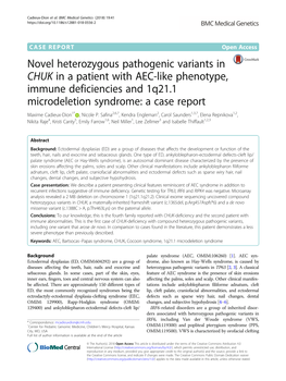 Novel Heterozygous Pathogenic Variants in CHUK in a Patient With