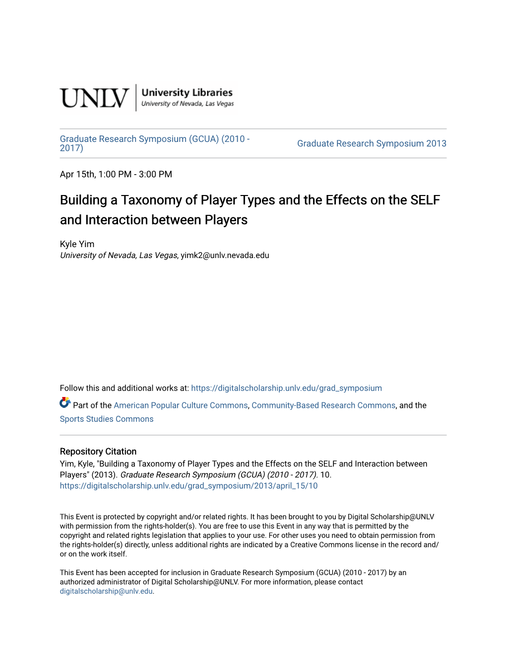 Building a Taxonomy of Player Types and the Effects on the SELF and Interaction Between Players