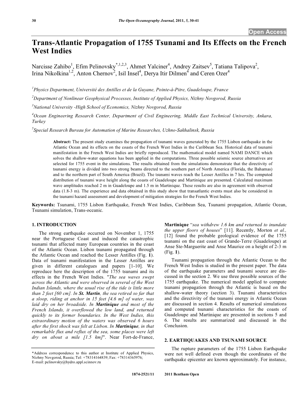 Trans-Atlantic Propagation of 1755 Tsunami and Its Effects on the French West Indies