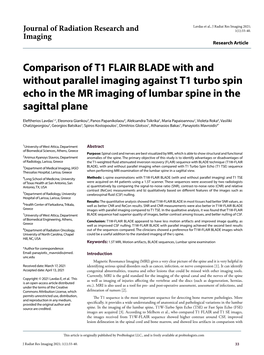 Comparison of T1 FLAIR BLADE with and Without Parallel Imaging Against T1 Turbo Spin Echo in the MR Imaging of Lumbar Spine in the Sagittal Plane
