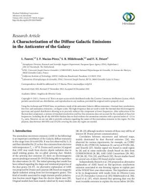 Research Article a Characterization of the Diffuse Galactic Emissions in the Anticenter of the Galaxy