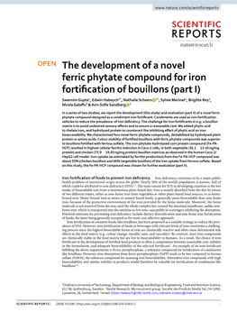 The Development of a Novel Ferric Phytate Compound for Iron