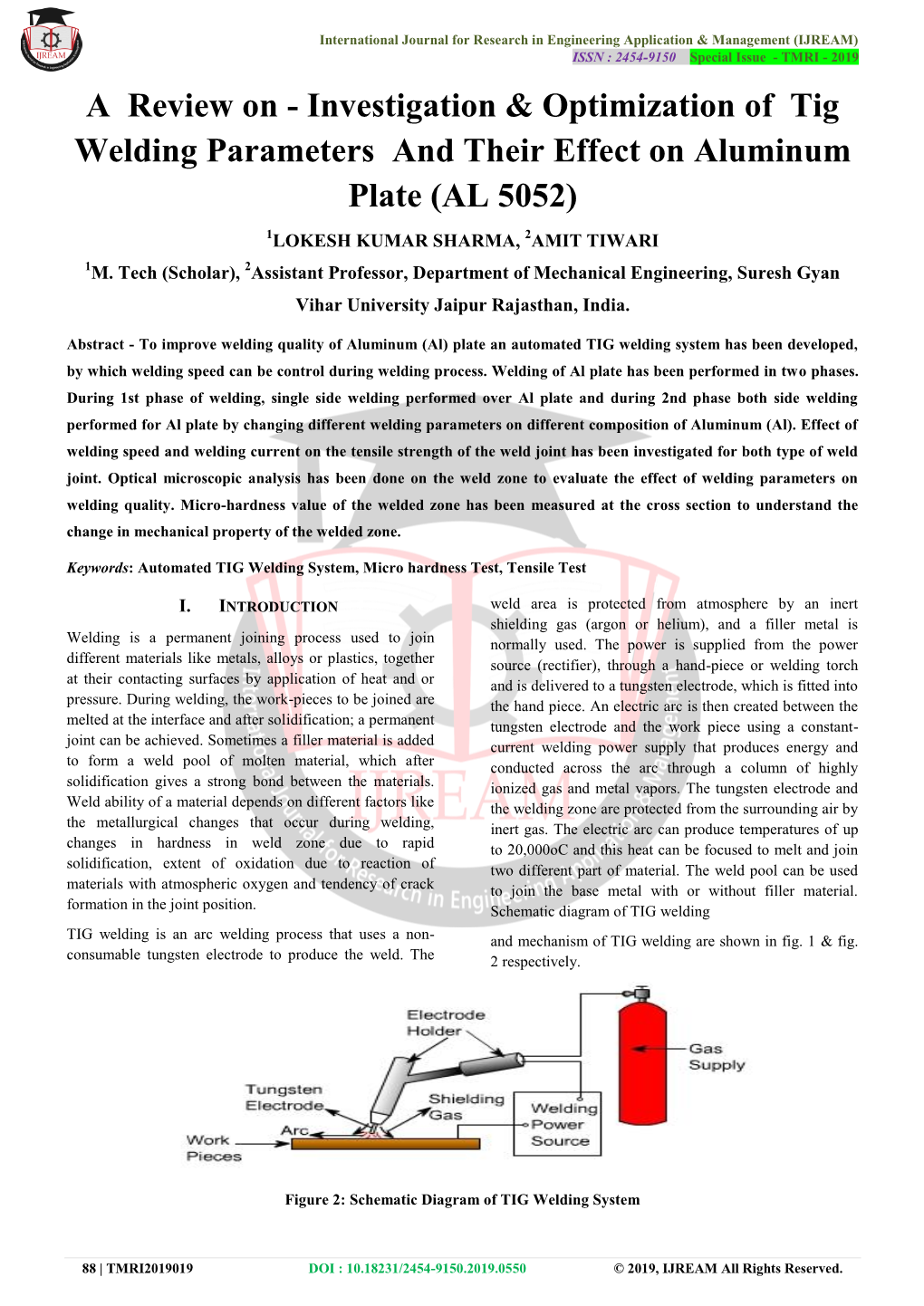 Investigation & Optimization of Tig Welding Parameters And