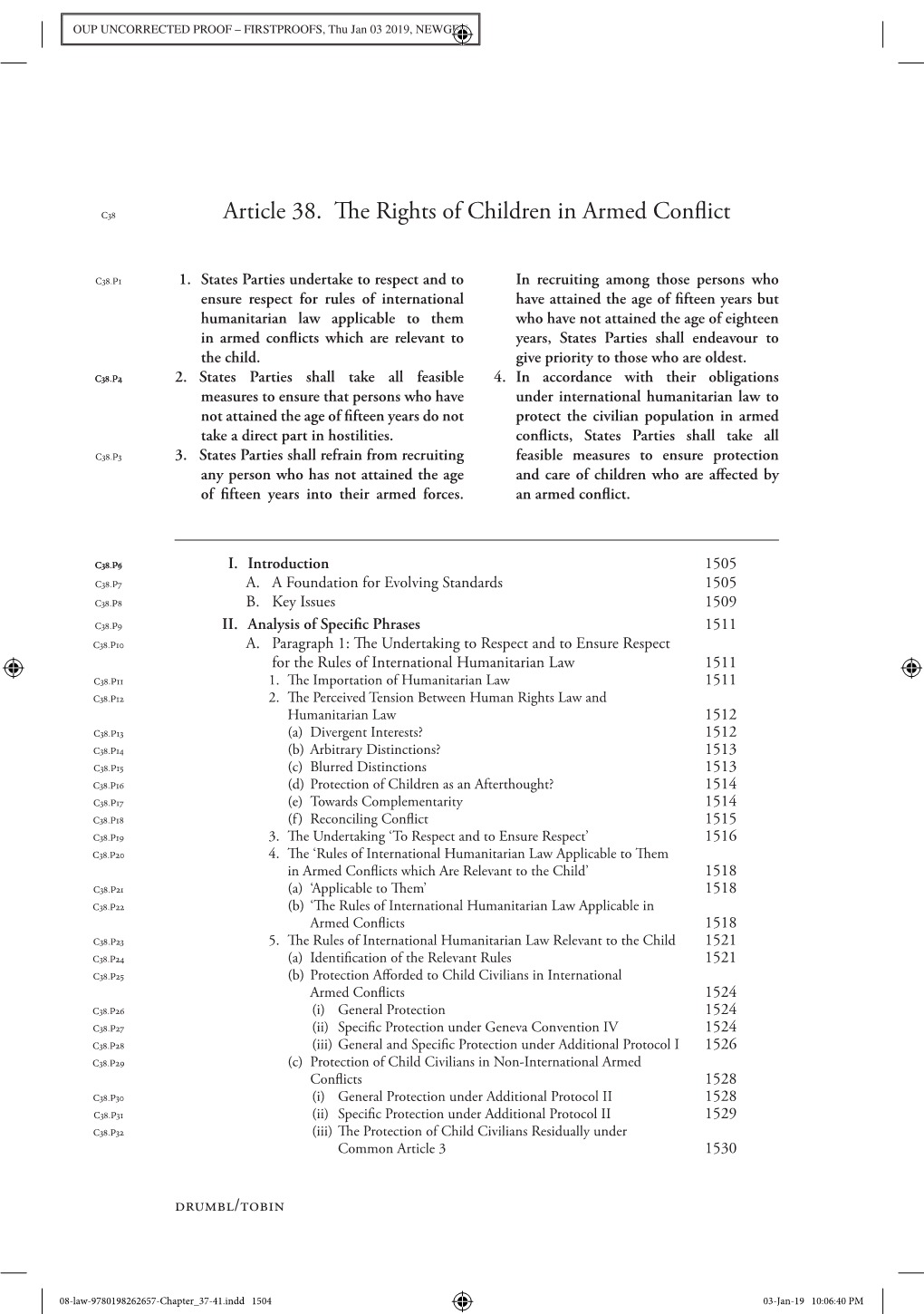 Article 38. the Rights of Children in Armed Conflict
