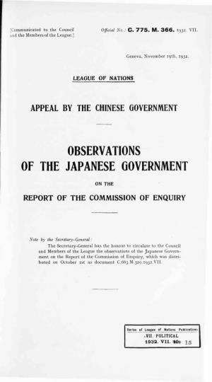 Observations of the Japanese Government