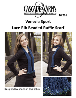 Venezia Sport Lace Rib Beaded Ruffle Scarf