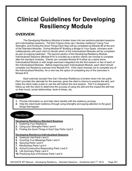 Clinical Guidelines for Developing Resiliency Module