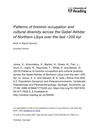 Patterns of Hominin Occupation and Cultural Diversity Across the Gebel Akhdar of Northern Libya Over the Last ~200 Kyr