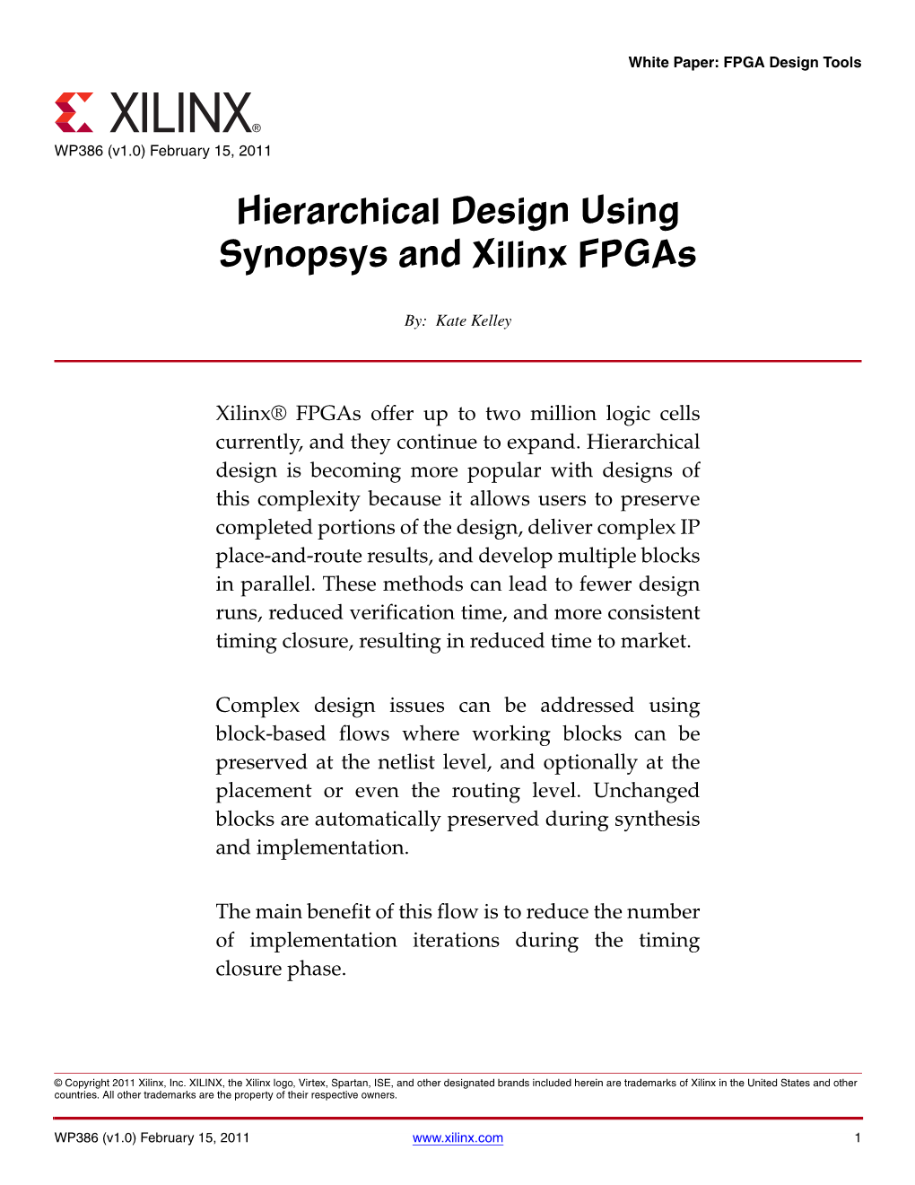 Hierarchical Design Using Synopsys and Xilinx Fpgas