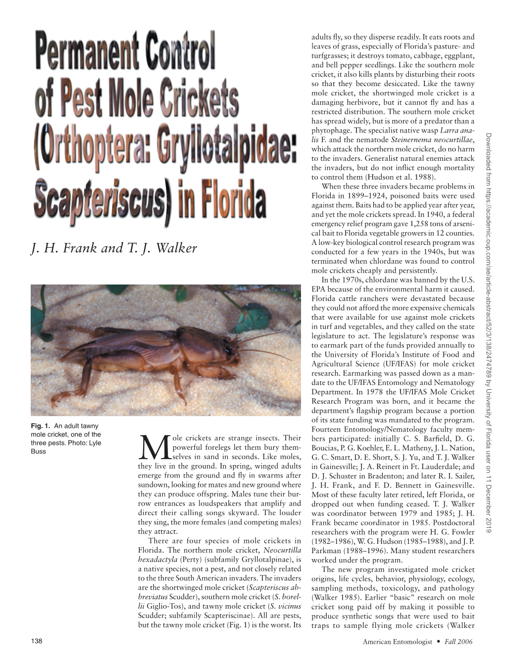 Permanent Control of Pest Mole Crickets