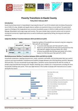 Policy Brief: Poverty Transitions in Kwale County