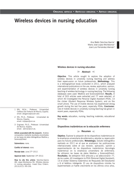 Wireless Devices in Nursing Education 12 Ana Belén Sánchez-García1 María José López-Montesinos2 José Luis Fernández-Alemán3