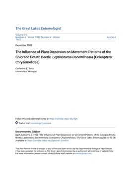 The Influence of Plant Dispersion on Movement Patterns of the Colorado Potato Beetle, Leptinotarsa Decemlineata (Coleoptera: Chrysomelidae)