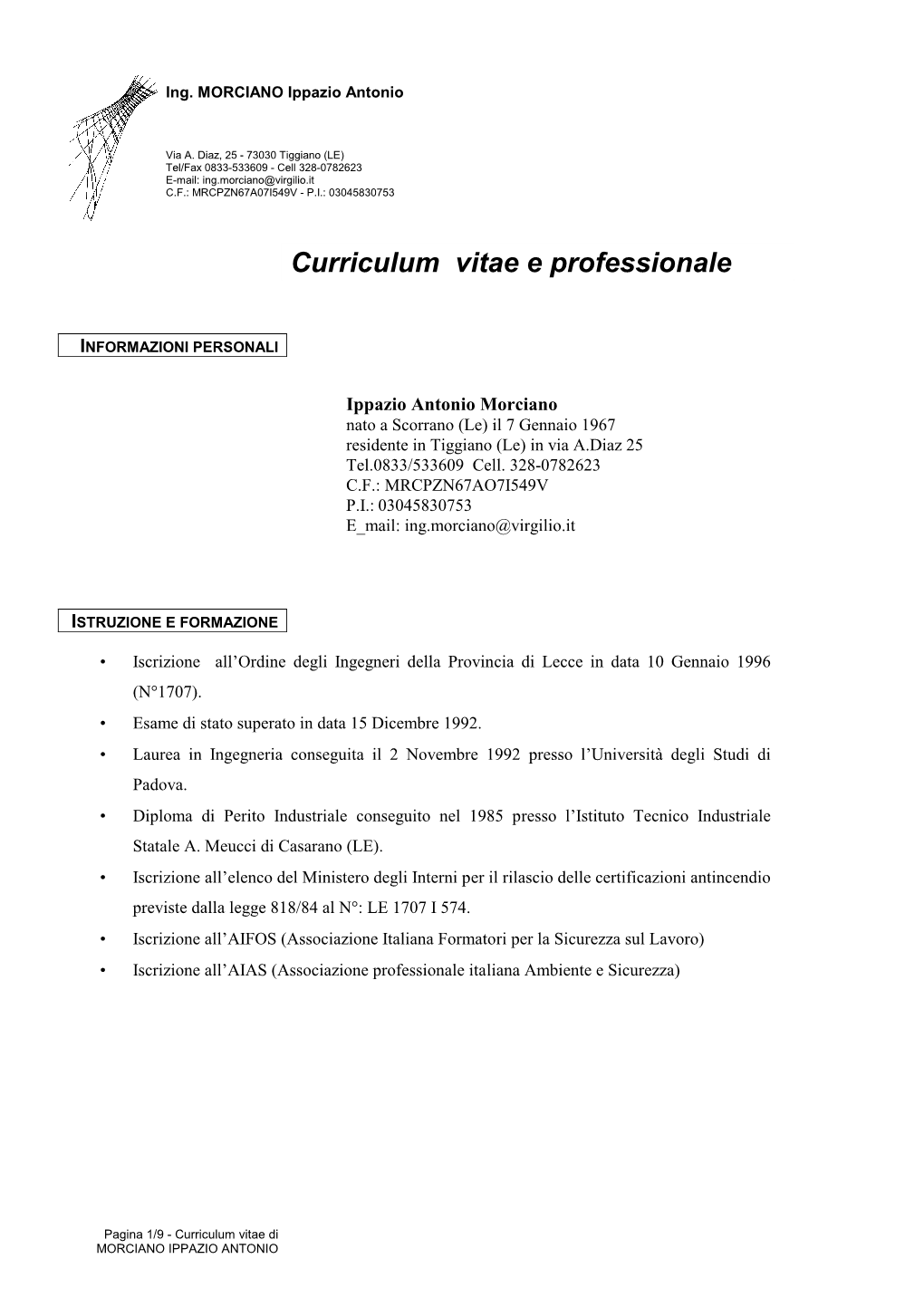 Curriculum Vitae E Professionale