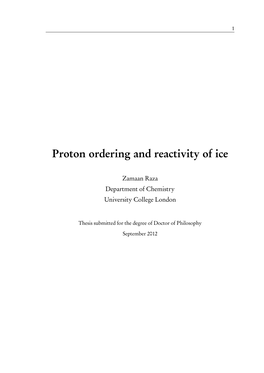 Proton Ordering and Reactivity of Ice