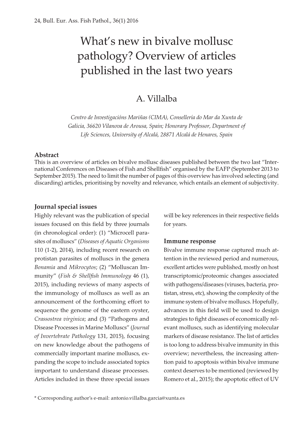 What's New in Bivalve Mollusc Pathology?