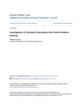 Investigations of Substrate Channeling in the Proline Oxidative Pathway