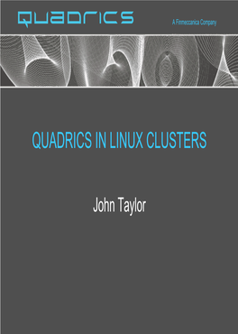Quadrics in Linux Clusters