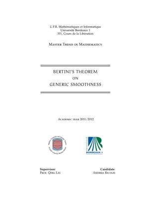 Bertini's Theorem on Generic Smoothness