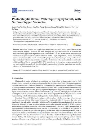 Photocatalytic Overall Water Splitting by Srtio3 with Surface Oxygen Vacancies