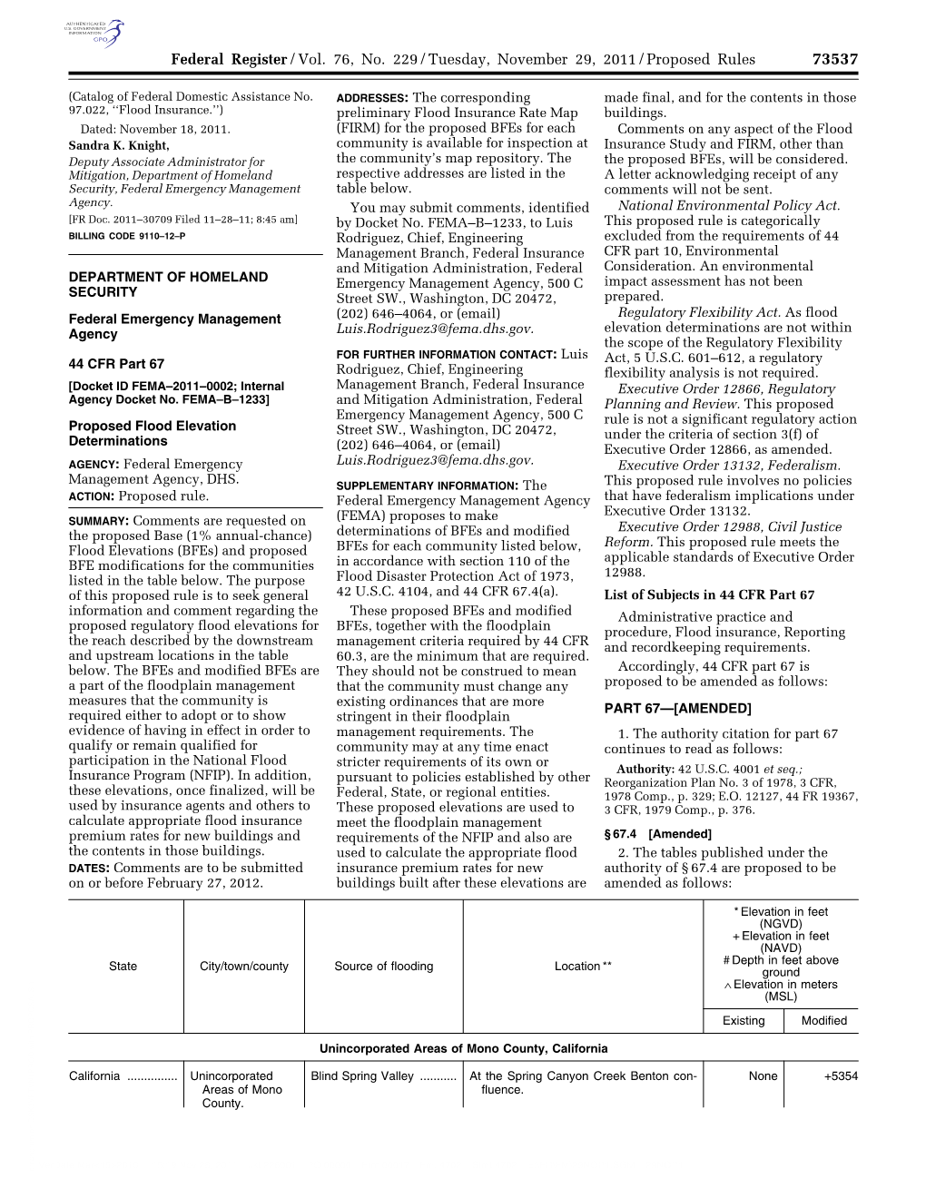 Federal Register/Vol. 76, No. 229/Tuesday, November 29, 2011