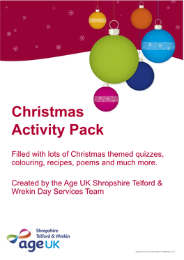 Age UK Shropshire Telford & Wrekin Activity Pack Christmas 2020