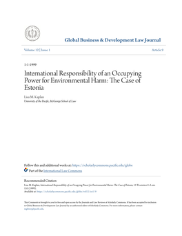 International Responsibility of an Occupying Power for Environmental Harm: the Ac Se of Estonia Lisa M